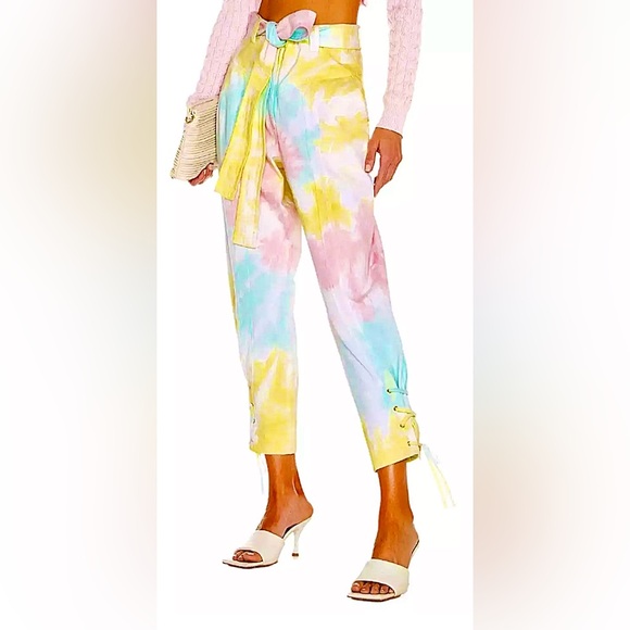 Love Shack Fancy (Jeans) Pants Tao (pastel) Radical Tie dye EUC - Picture 2 of 15